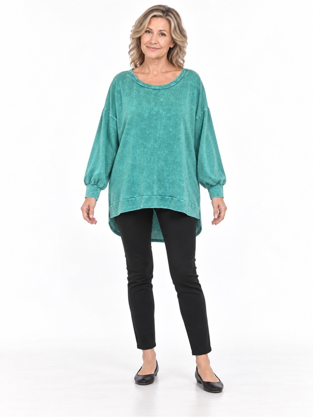 Caslon Washed Teal Relaxed Pullover Sweatshirt